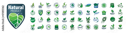A set of vector logos of a natural product on a white background photo