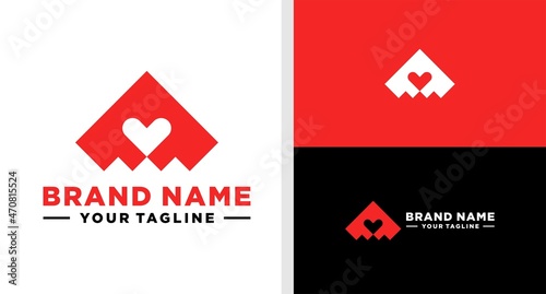 Free Download ROCKET LOGO LOVE NEGATIVE SPACE GEOMETRIC EDITABLE - GFXLoad