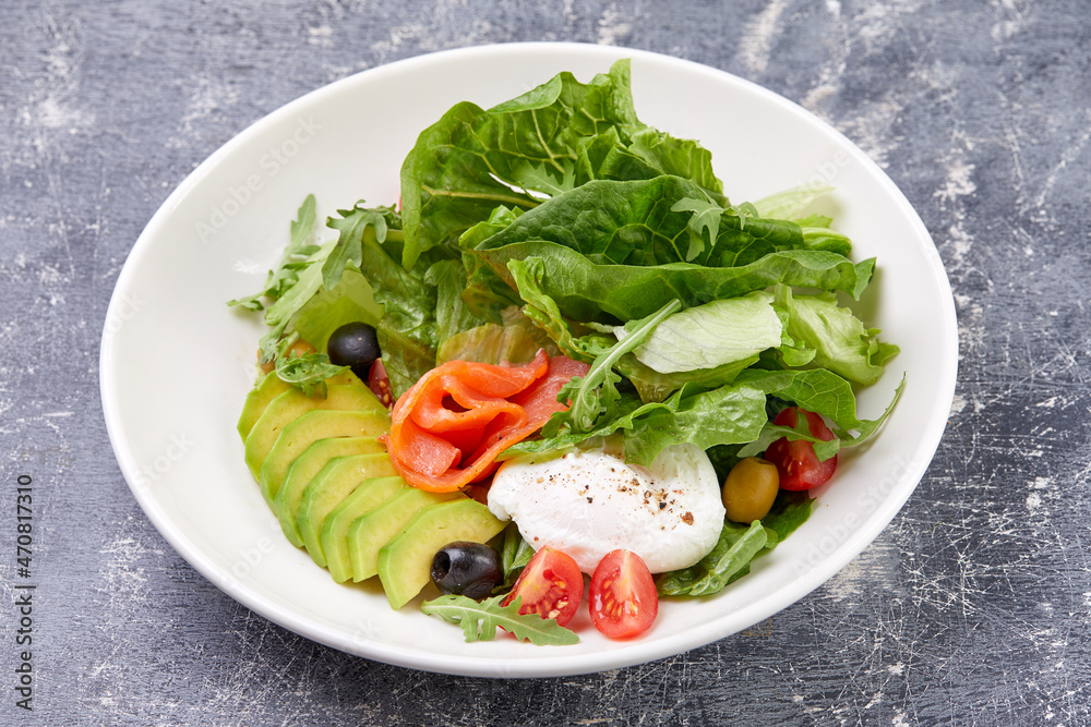 fresh salad with poached egg fresh salad with poached egg