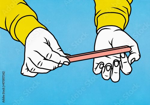 Close up woman using fingernail file
