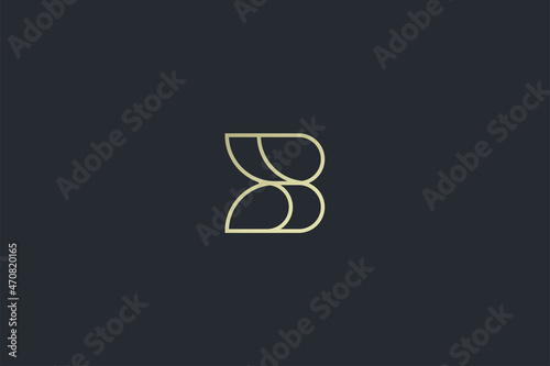 Elegant Geometrical Letter B Luxury Vector Logo Template on Dark Background