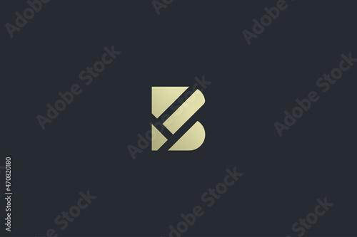 Elegant Geometrical Letter B Luxury Vector Logo Template on Dark Background