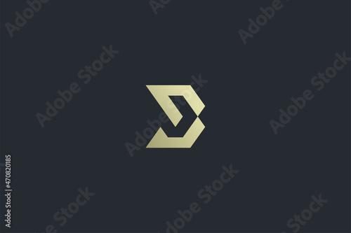 Elegant Geometrical Letter B Luxury Vector Logo Template on Dark Background