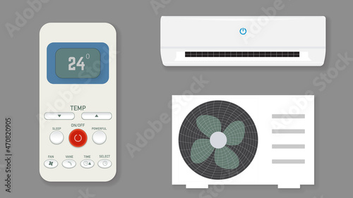 Air condition indoor outdoor and remote full vector design
