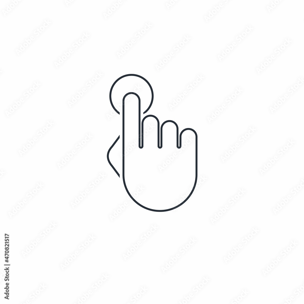 Finger and interactive control button. Sensor connection. Vector linear icon isolated on white background. Finger and interactive control button. Sensor connection. Vector linear icon isolated on white background.