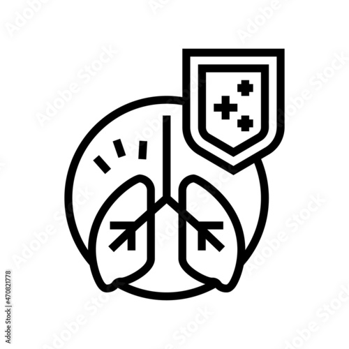 lungs immunity defense line icon vector. lungs immunity defense sign. isolated contour symbol black illustration
