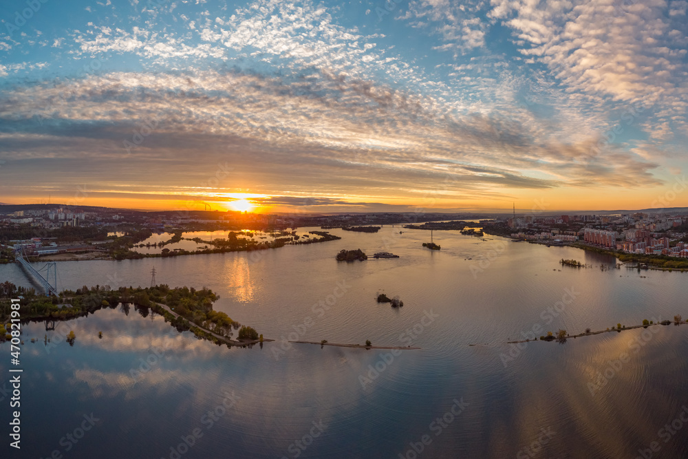 Summer sunset over the Angara river in Irkutsk Summer sunset over the Angara river in Irkutsk