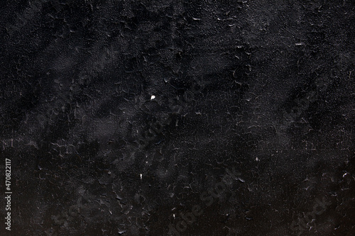Elegant black colored dark Concrete textured grunge abstract background with cracks roughness and irregularities. 2022 color trend. Minimal urban Art Rough Stylized Texture 