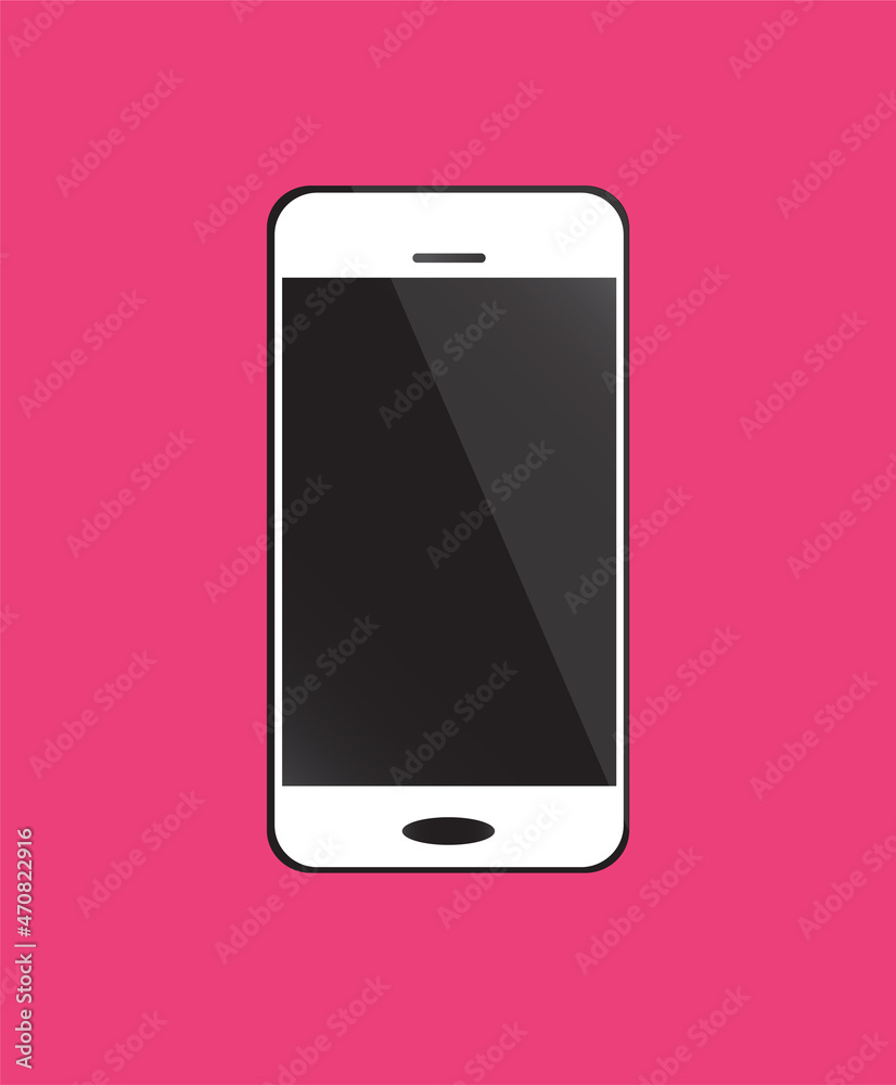 Smartphone icon white color on the pink background Smartphone icon white color on the pink background