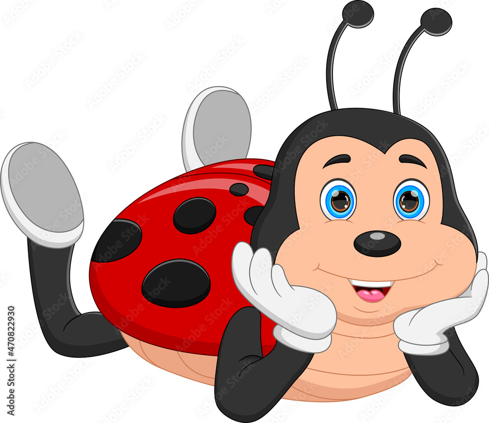 Obraz premium cute cartoon ladybug on white background