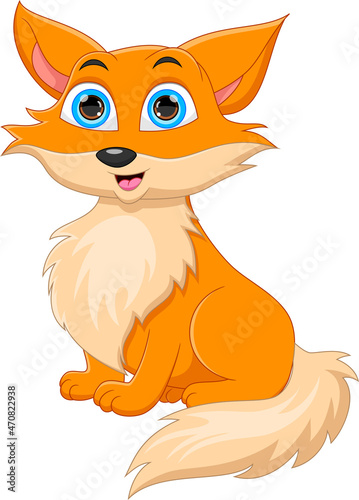 cute fox cartoon isolated on white background