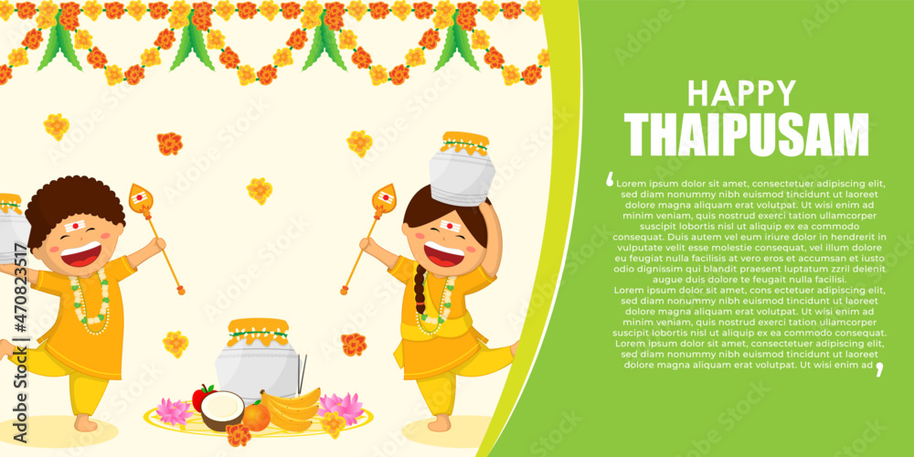 Vector illustration concept of Happy Thaipusam or Thaipoosam greeting