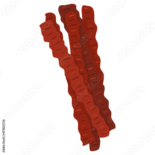Cartoon illustration with jerky meat. Vector hand drawn graphic. Single food isolated art.