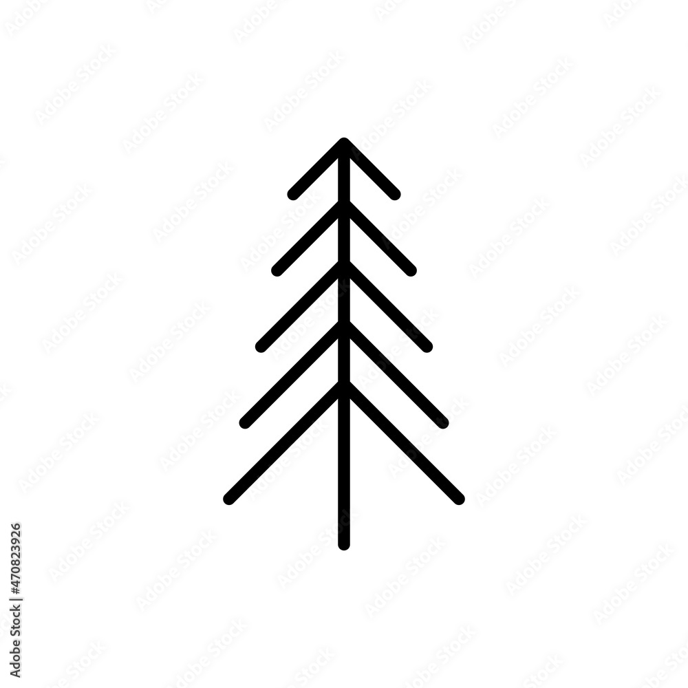 Christmas tree. Christmas and New Year decoration. Minimalistic simple thin line icon. Vector illustration for greeting card Christmas tree. Christmas and New Year decoration. Minimalistic simple thin line icon. Vector illustration for greeting card