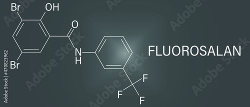 Fluorosalan antiseptic molecule. Skeletal formula.	