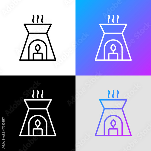 Night aroma lamp with candle thin line icon. Modern vector illustration.