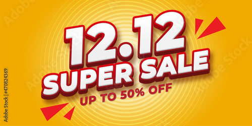 12.12 Super Sale banner with Typography Editable Text Effect