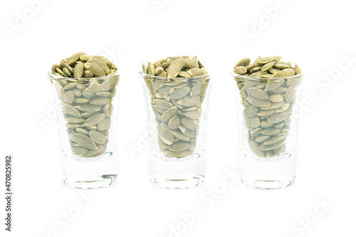 Pumpkin seeds on a white background