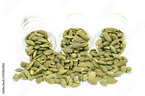 Pumpkin seeds on a white background