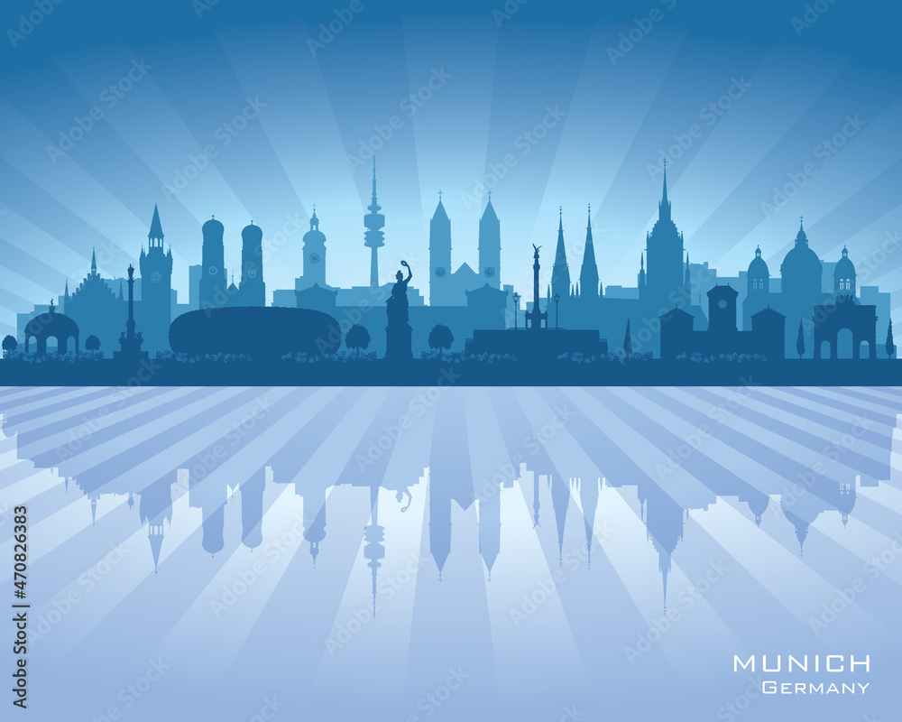 Fototapeta premium Munich Germany city skyline vector silhouette