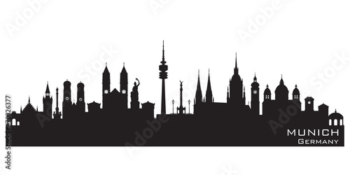 Munich Germany city skyline vector silhouette