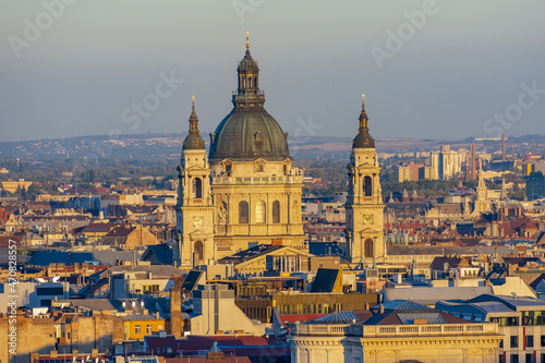 St. Stephen's basilica dome au sunset, Budapest, Hungary