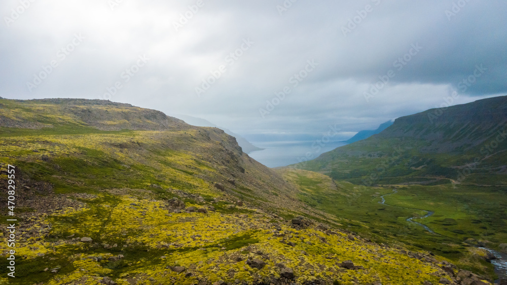 Summertime Beautiful view of Coastal Westfjords in Iceland