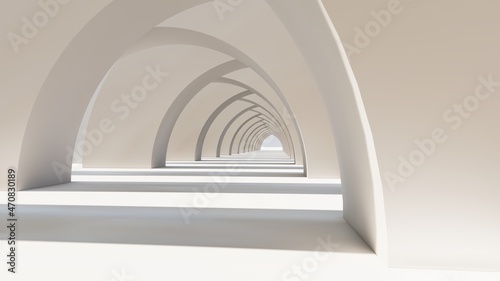 Abstract architecture background arched interior 3d render