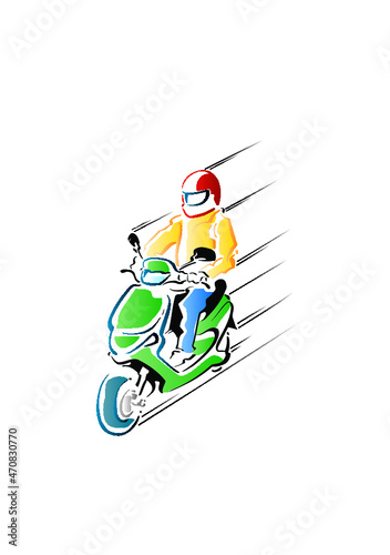 Scooter riding illustration
