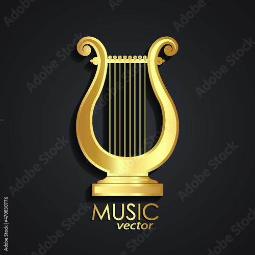 golden lyre / music theme icon illustration