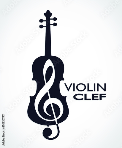 silhouette negative shape violin clef logo