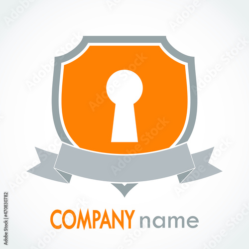 key hole with shield logo design