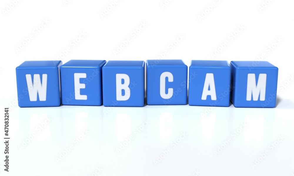 Webcam concept. Blue cubes with webcam text isolated on white. Webcam concept. Blue cubes with webcam text isolated on white.