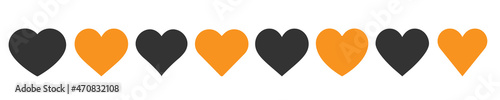 Red heart icons set. Love sign in vector.