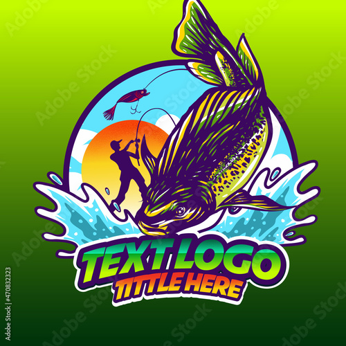 templeate logo fishing in the sea