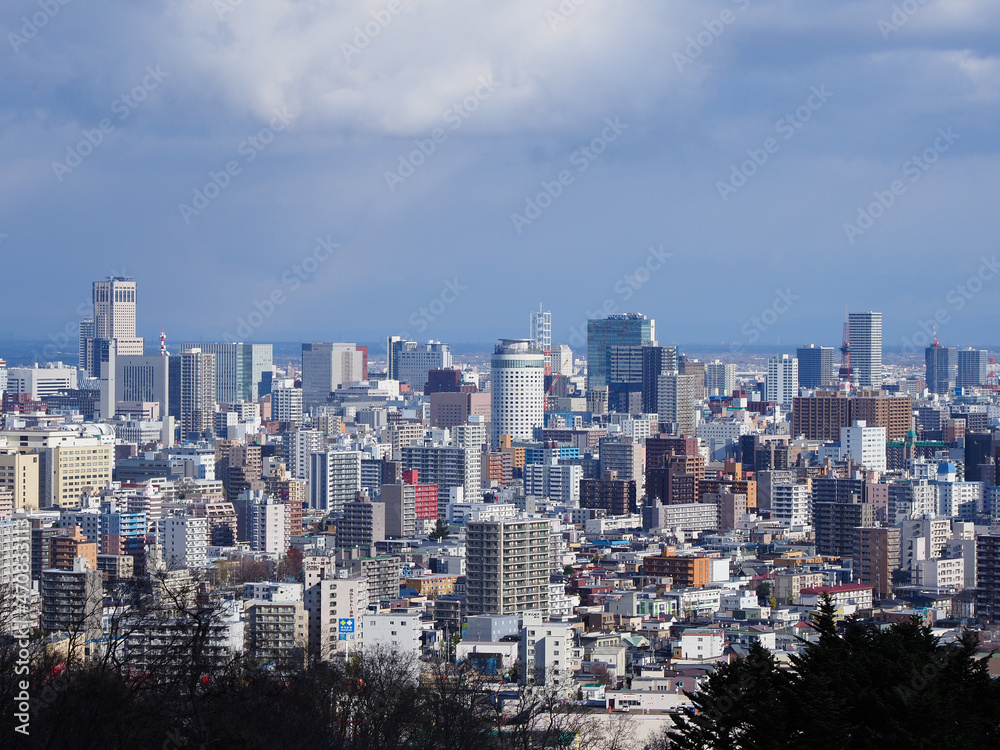 Obraz premium 高所から見下ろした札幌の町並み