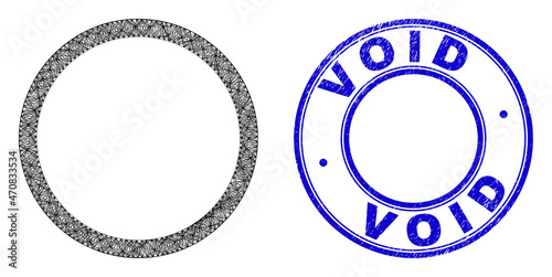 Bilde på lerret Hatched irregular mesh contour circle icon with Void corroded round stamp seal
