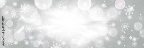 Gray abstract background. white bokeh snowflakes blurred beautiful shiny lights. use for Merry Christmas  happy new year wallpaper backdrop and your product.