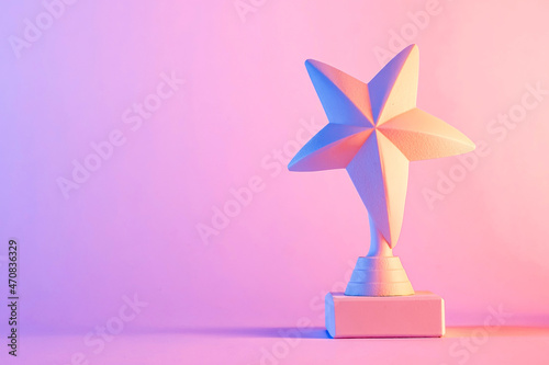 Small star trophy award with copy space