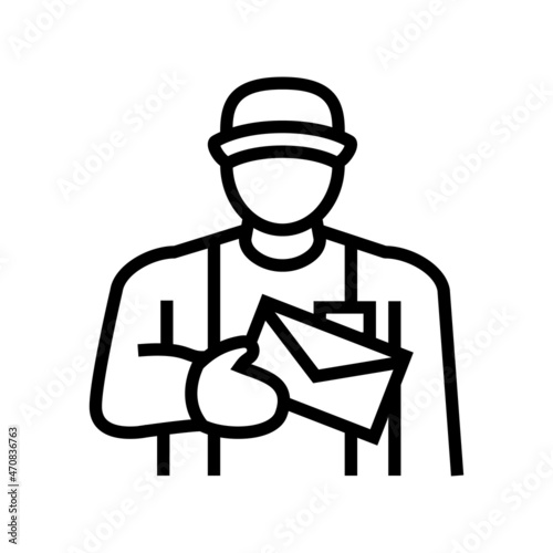 postman worker line icon vector. postman worker sign. isolated contour symbol black illustration