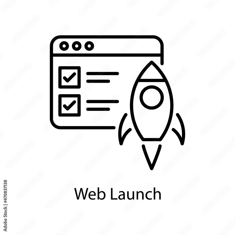 Web Launch vector outline Icon Design illustration. Web And Mobile Application Symbol on White background EPS 10 File Web Launch vector outline Icon Design illustration. Web And Mobile Application Symbol on White background EPS 10 File