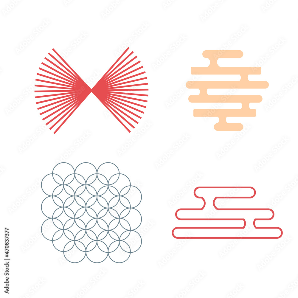 Japanese red pattern element, green color Japanese red pattern element, green color