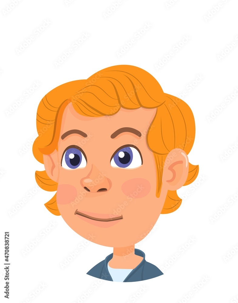 Kid head portrait. Smiling cartoon boy, Child avatar Kid head portrait. Smiling cartoon boy, Child avatar