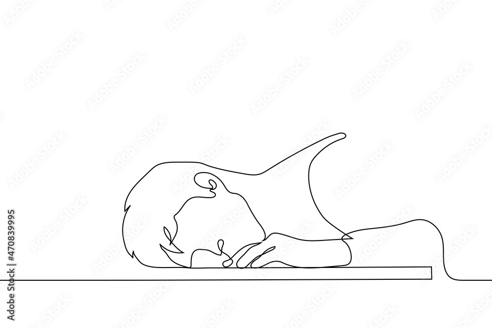 man lying on the floor face down one line drawing vector. the concept