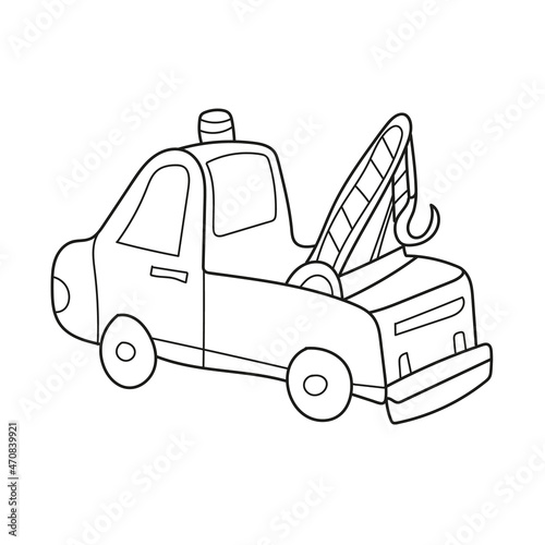 Simple coloring page. Cartoon tow truck evacuator. Coloring book design for kids and children.