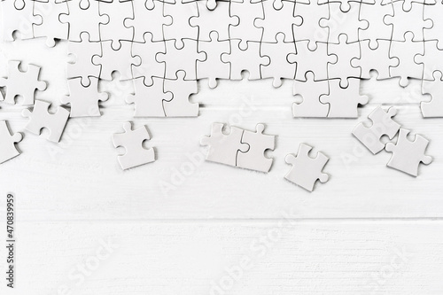 Puzzle game blank pieces matching mockup photo