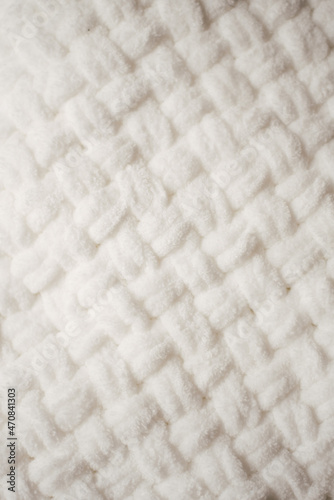 Close up shot of fabric white single towel.