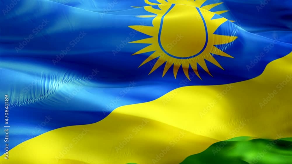 Rwanda flag. National 3d Rwanda flag waving. Sign of Rwandese seamless