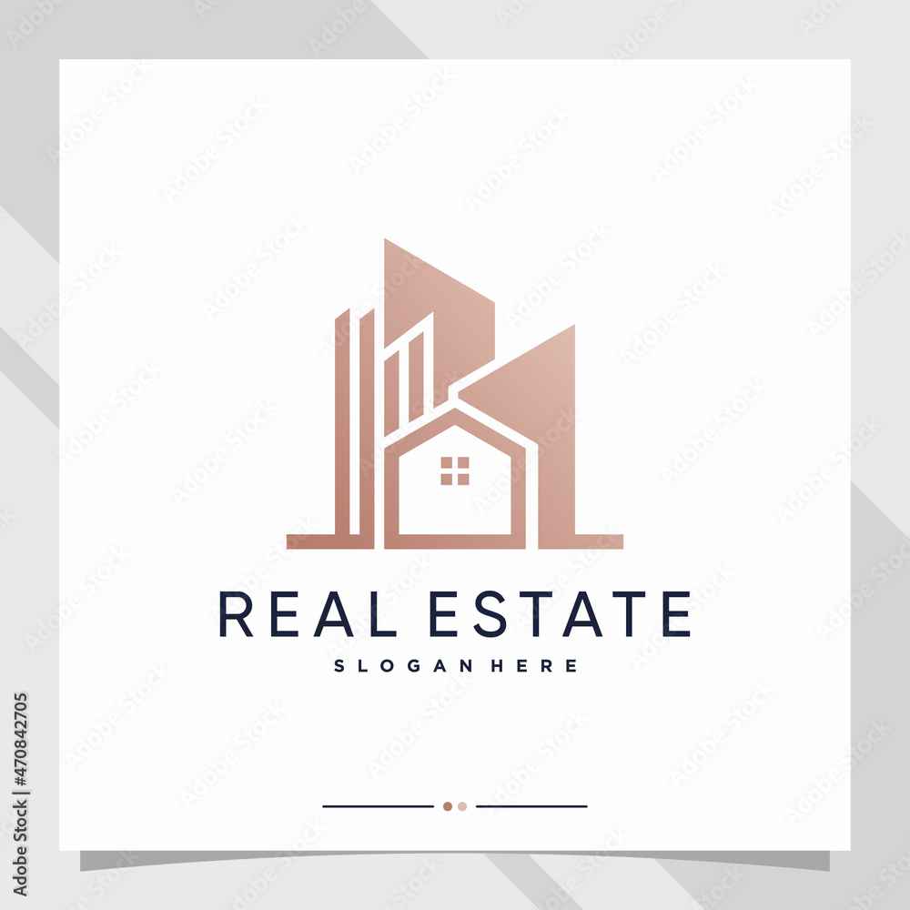Real estate logo design template with creative concept