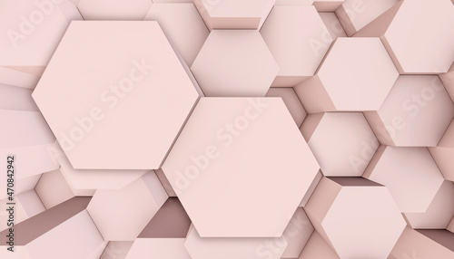 Hexagonal podium for display of makeup products. © ImagesRouges